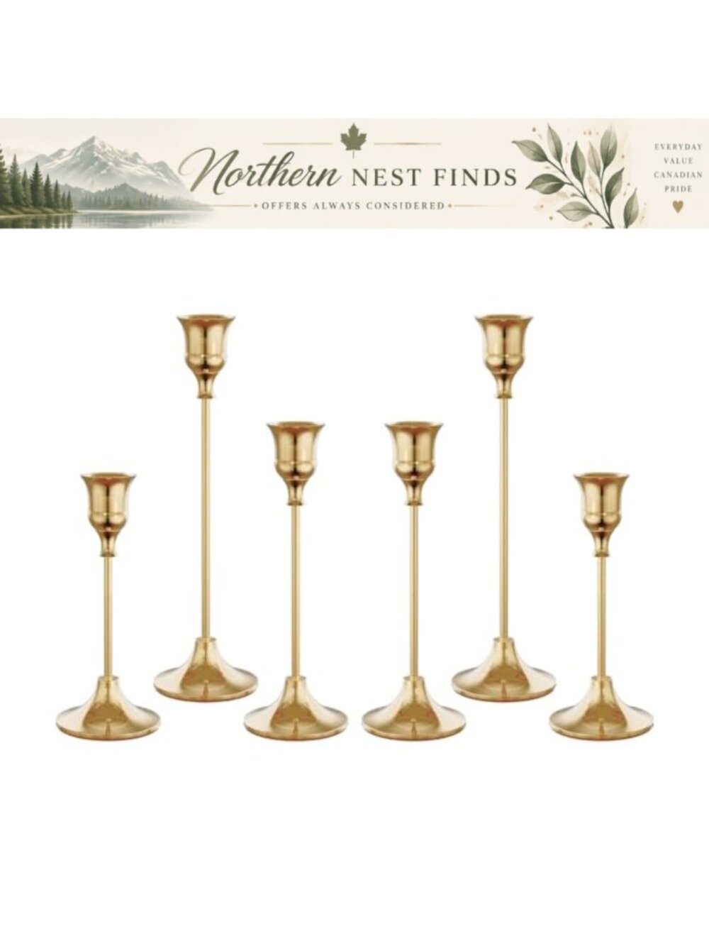 6Pack Taper Candle Holders Electroplated Metal Candlestick Holders